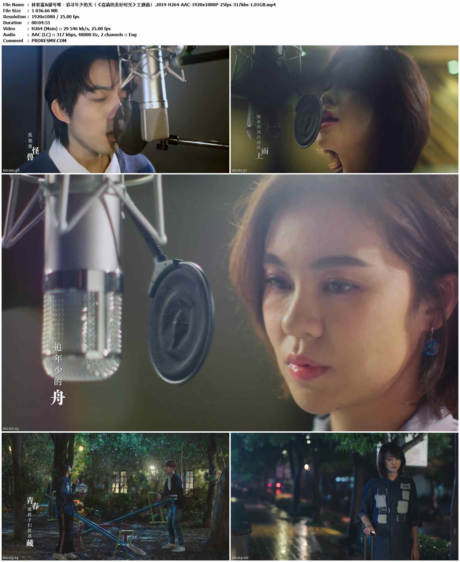 林宥嘉&郁可唯 - 追寻年少的光（《流淌的美好时光》主题曲）.2019-H264-AAC-1920x1080P-25fps-317kbs-1.01GB官方MV_高清MV